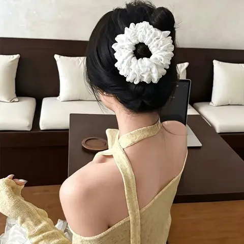 Fermaglio per Capelli da Donna Elegante Plissettato in Rete Grande Pinza Piatta per Capelli Moda Copricapo Tinta Unita Accessori