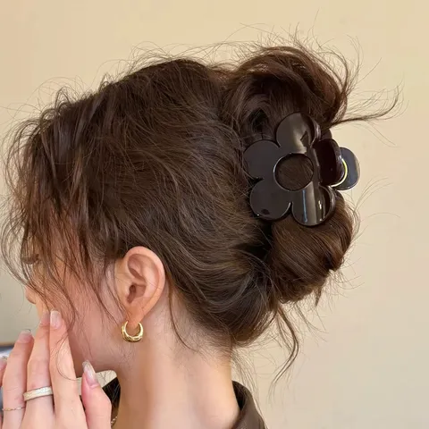 Elegante Piccola Pinza per Capelli a Fiore per Donna Fermaglio a Squalo in Plastica per Capelli Sottili Accessori per Capelli a Mezza Coda Regalo