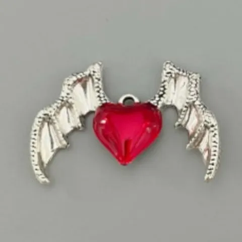Vintage Gothic Punk Demon Wings Heart Pendant Zinc Alloy Electroplated DIY Jewelry Making Charms Accessory For Pendants