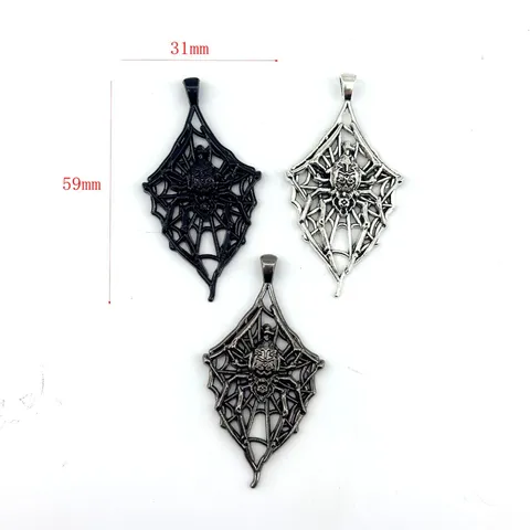 Gothic Zinklegierung Spinnennetz Anhänger Halloween Dark Punk Spinne Charm Halskette Zubehör Für Party Schmuckherstellung