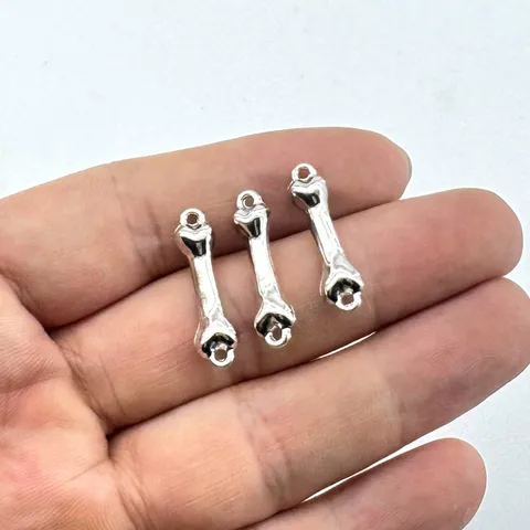 Zinklegierung Hund Knochen Anhänger Und Runde Verbinder DIY Schmuck Basteln Fundstücke Silber Metall Charms Für Armbänder Halsketten