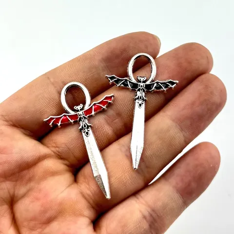 Gothic Alloy Weapon Sword Bat Wing Pendant Ankh Cross Charm For Necklace Bracelet Making Hip Hop Jewelry Accessories