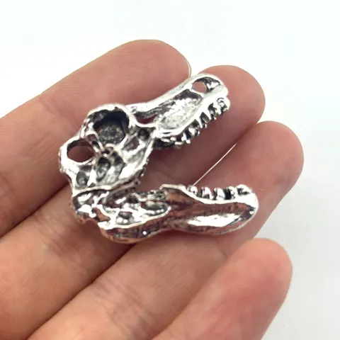 Handmade T-Rex Dinosaur Skull Pendant Silver Plated Zinc Alloy Hip Hop Punk Style Jewelry Skull Bone Fossil Shape Pendant Only