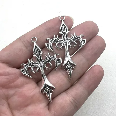 Pendentif Croix de Flamme Punk Gothique en Alliage de Zinc Accessoires de Bijoux DIY Tendance Individuelle Style Hip Hop pour Collier Porte-clés