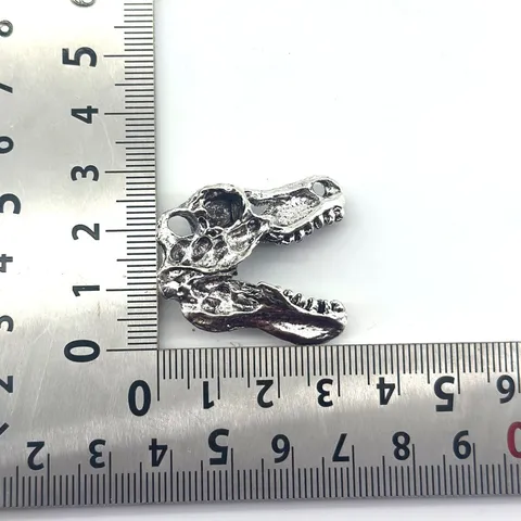 Handmade T-Rex Dinosaur Skull Pendant Silver Plated Zinc Alloy Hip Hop Punk Style Jewelry Skull Bone Fossil Shape Pendant Only
