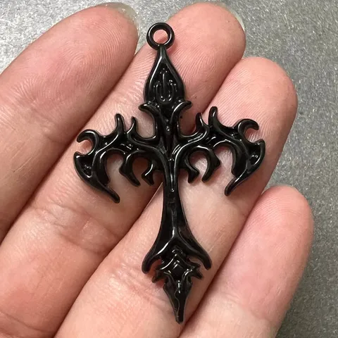 Pendentif Croix de Flamme Punk Gothique en Alliage de Zinc Accessoires de Bijoux DIY Tendance Individuelle Style Hip Hop pour Collier Porte-clés