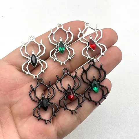 Halloween Spinne Anhänger Strass Zinklegierung Charms Für DIY Halskette Armband Herstellung Gothic Schmuckherstellung Zubehör