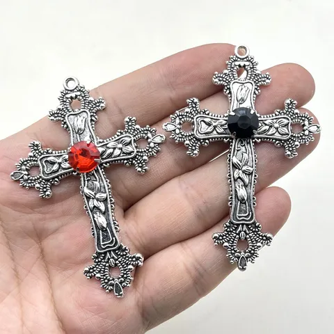Gotischer Reben Kreuz Anhänger Zinklegierung Strass Retro Punk Hip Hop DIY Schmuckherstellung Zubehör