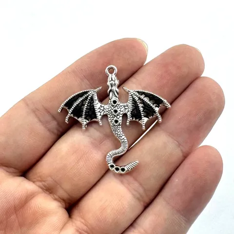 Pendentifs Dragon Volant en Alliage de Zinc Vintage Style Sombre Rétro Émail Ptérodactyle Charme pour Collier Boucles d'Oreilles Bracelet Composant Artisanat