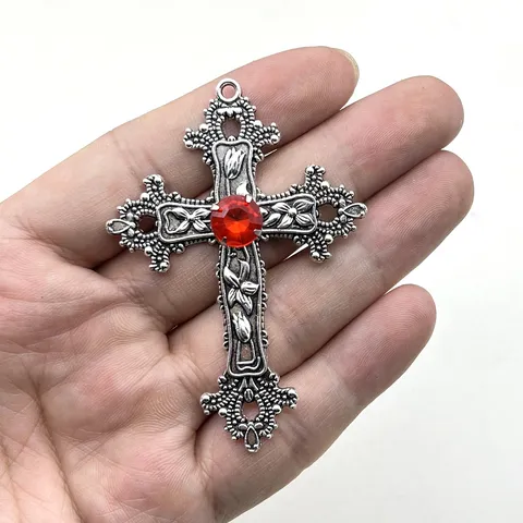 Gotischer Reben Kreuz Anhänger Zinklegierung Strass Retro Punk Hip Hop DIY Schmuckherstellung Zubehör