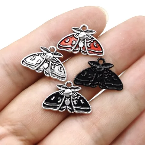 Pendentif Charme Petit Papillon de Nuit Phase de la Lune en Alliage de Zinc Gothique Vintage pour Bricolage Collier Boucle d'Oreille