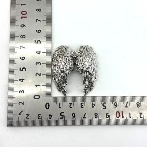3D Antique Silver Angel Wing Alloy Charms For DIY Jewelry Making Necklace Keychain Accessories Vintage Feather Pendant Craft Supplies