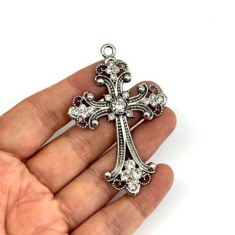 Vintage Punk Zinklegierung Kreuz Anhänger Strass Eingelegt Gotische Charms Für DIY Halskette Armband Herstellung Schmuck Handwerk Zubehör