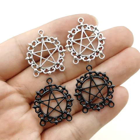 Retro Zinc Alloy Pentagram Star Pendant DIY Jewelry Accessories For Necklace Earrings Making Gothic Punk Wheat Ear Design