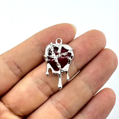 Punk Flüssig Herz Legierung Charms Für DIY Halskette Armband Ohrring Herstellung Gothic Dark Style Metall Herz Anhänger Emaille Charms