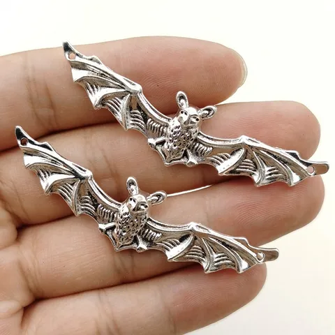 Rétro Argent Antique Halloween Chauve-souris Charms Gothique Alliage Pendentifs d'animaux Pour DIY Collier Bracelet Bijoux Accessoires