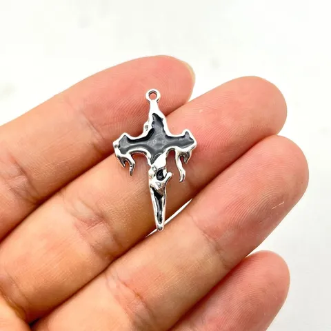 Gothic Punk Zinklegierung Flammekreuz Herz Fledermaus Anhänger Charms Für DIY Ohrringe Halskette Handgefertigten Schmuck Zubehör