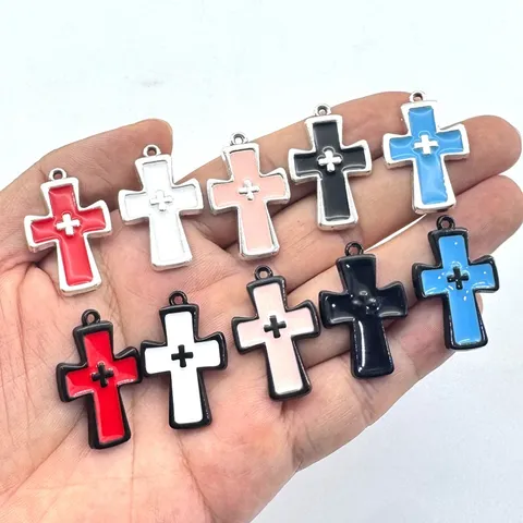 Vintage Gothic Kreuz Anhänger Für DIY Halskette Schmuckherstellung Legierung Emailliertes Kreuz Halloween Dunkel Stil Damen