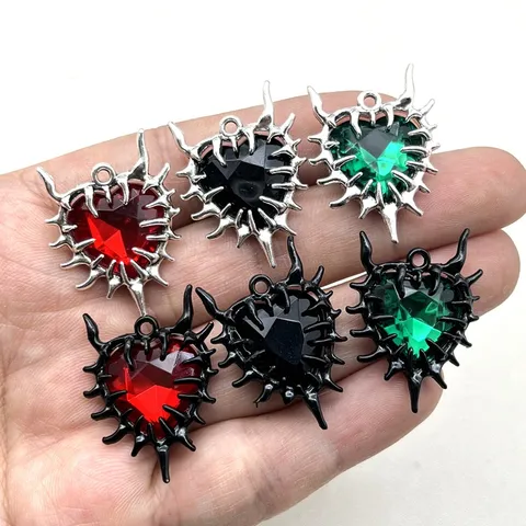 Gothic Punk Dunkel Stil Dornen Herz Anhänger Halskette Unregelmäßig Strass Subkultur Schlüsselbein Kette Legierung Schmuck Herren Damen
