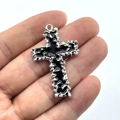 Zinklegierung Kreuz Anhänger Gotik Emaille Tropföl Charms Für DIY Halskette Ohrringe Armband Herstellung Unisex Schmuck Zubehör