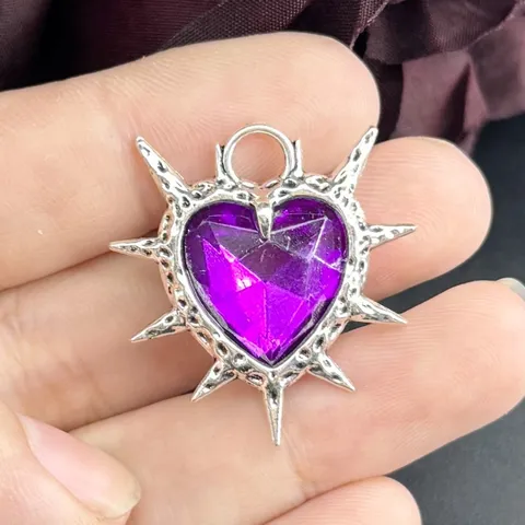 Gothic Punk Dornen Herz Anhänger Halskette Irregulär Strass Schlüsselbeinkette Dunkler Stil Legierung Schmuck Für Herren Damen Party