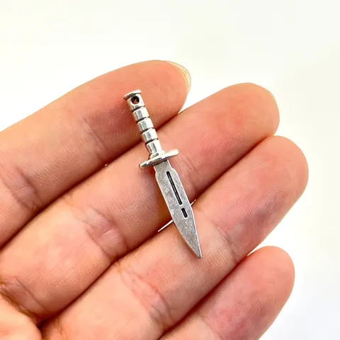 Mini Retro Dagger Charm Zinc Alloy Gothic Knife Pendant For DIY Jewelry Making Crafts Antique Silver Accessory