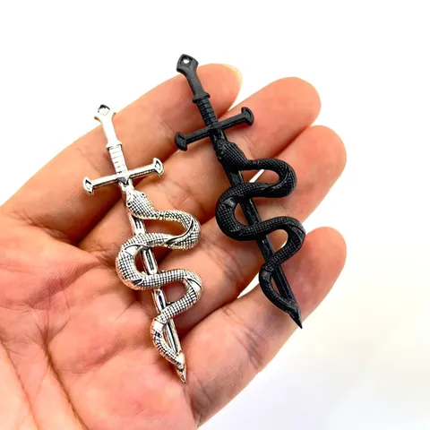 Vintage Gothic Snake Wrapped Sword Pendant Zinc Alloy Electroplated Charms For Jewelry Making DIY Dark Style Necklace Accessory