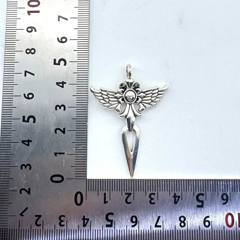 Retro Gothic Punk Wing Cross Alloy Pendant For DIY Jewelry Making Accessories Vintage Silver Dark Style Jewelry Findings Charm