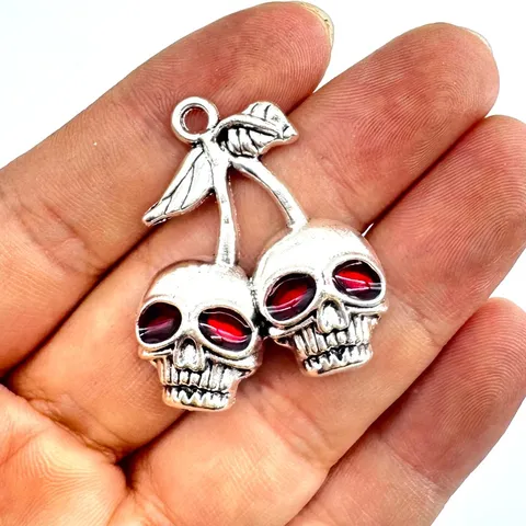 Gothischer Halloween Retro Totenkopf Kirsche Legierung Charms DIY Schmuck Anhänger Für Halskette Ohrring Herstellung Punk Dunkel Zubehör