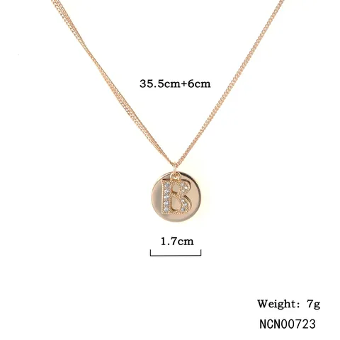 Kupfer Doppelschicht Buchstabe Anhänger Halskette Vergoldet Zirkon Strass Mode Schmuck Geschenk Für Damen