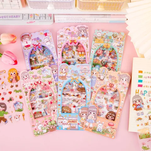 Kreative Cartoon PET Wasserdichte Aufkleber Süße Kinder Tagebuch Dekorative Schreibwaren Material Abziehbilder Scrapbooking Zubehör