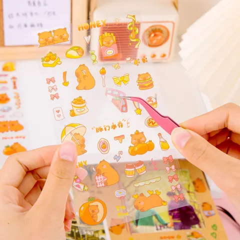 Cute Cartoon Waterproof Stickers Student Stationery Scrapbook DIY Decorative Decals Capybara Panda Character