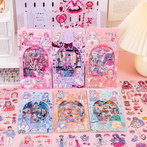 Cute Cartoon Girl PET Sticker Pack Kawaii Anime Decorative Stickers For Kids DIY Journaling Scrapbooking Stationery Supplies
