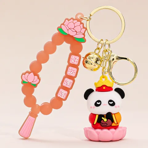 Carino Cartone Animato Loto Animale Portachiavi Morbido PVC Panda Maiale Gatto Rana Bambola Portachiavi Borsa Appendere Ornamento Creativo Regalo