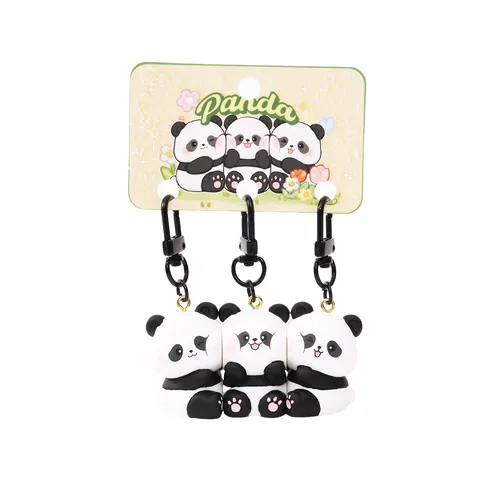 Joli Porte-Clés Panda Magnétique 3D Résine Poupée Dessin Animé Pendentif Couple Sac D'École Ornement Suspendu Anneau De Clé De Voiture Cadeau