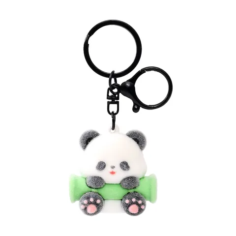Mignon Porte-clés Panda Géant Floqué Charme de Sac Animal de Dessin Animé Pendentif Panda en Colle Souple Cadeau Accessoire