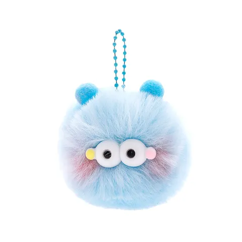 Mignon Porte-Clés en Peluche de Dessin Animé Doux Pompon Gros Yeux Animal Pendentif Sac Voiture Anneau Clé Accessoires pour Sac d'École