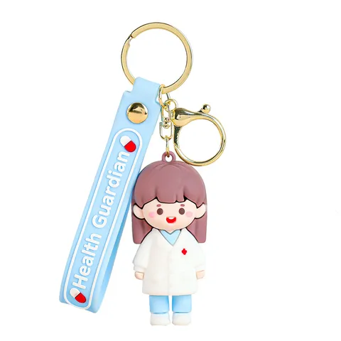 Simpatico Dottore Coppia Portachiavi in PVC Cartone Animato Infermiera Borsa Pendente Creativo Zaino Decorazione Portachiavi Giocattolo Regalo