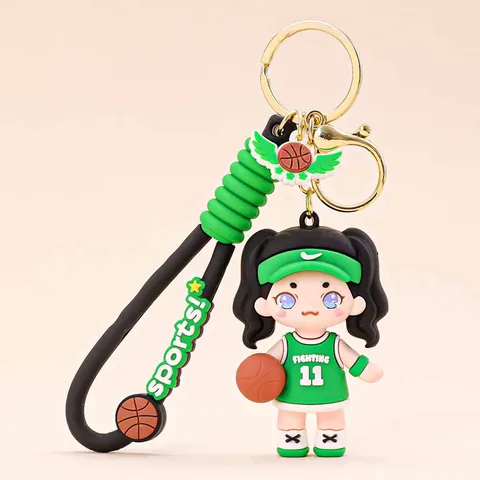 Carino Cartone Animato Basket Ragazza Portachiavi PVC Gomma Morbida Bambola Borsa Pendente Giocattolo Creativo Auto Portachiavi Accessori Regalo