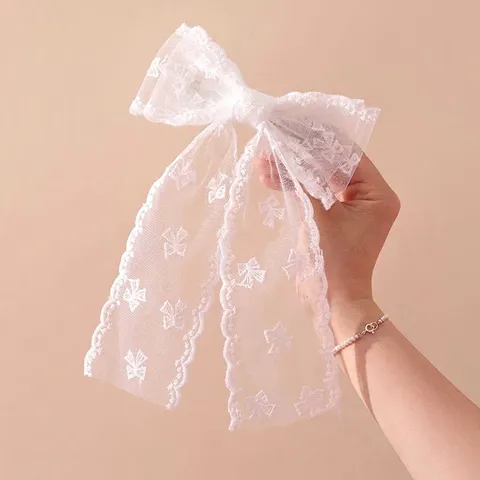 Korean Style Lace Bow Hair Clip Elegant Fairy Hair Accessory Large Butterfly Hair Pin Spring Clip For Women Headwear