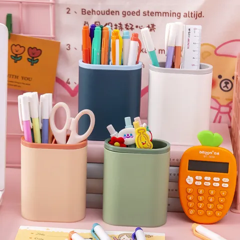 Multifunktionaler Kunststoff Stifthalter Desktop Aufbewahrungsbox Zweifarbig Make-up Pinsel Organizer Büro Schule Schreibwarenhalter