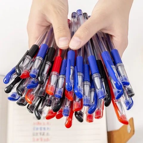 0.5mm Kugel Nadelspitze Gelstift Transparenter Kunststoffbehälter Schwarz Blau Rot Tinte Büro Schule Schreiben Schreibwaren