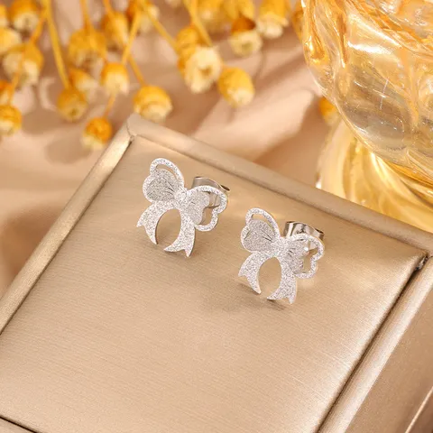 Titanium Steel Butterfly Stud Earrings For Women Light Luxury High Sense Full Star Gauze Texture Stainless Steel Jewelry Fresh Sweet Butterfly Earrings