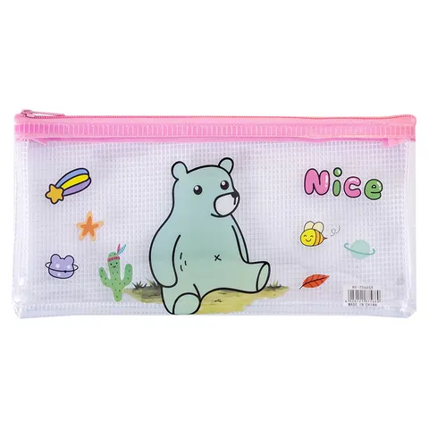 B6 Süß Cartoon Netz Reißverschluss Federmäppchen Wasserdicht Transparent PVC Schreibwaren Aufbewahrungstasche Für Schüler Schule Büro