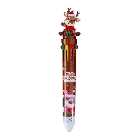 Weihnachten 10 Farben Kugelschreiber Süß Cartoon Weihnachtsmann Schneemann Elch Baum Presse Gelstift Schüler Schreibwaren Weihnachtsgeschenk