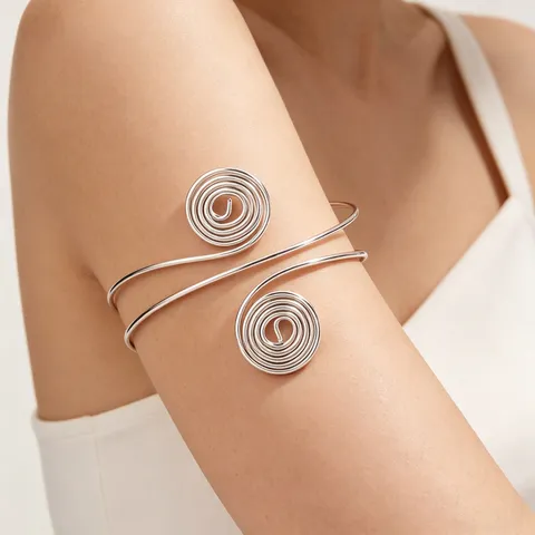 Bracciale da Braccio Minimalista in Acciaio Inossidabile a Spirale Aperta Fascia per Braccio Superiore Bracciale Swirl Gioielli Geometrici Personalizzati per Uomo Donna