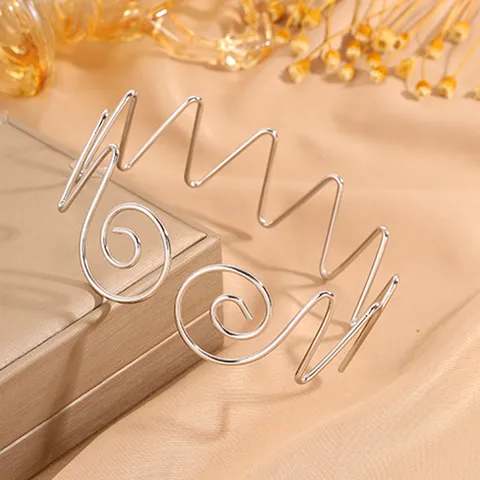 Bracciale da Braccio a Spirale in Acciaio Inossidabile Minimalista da Donna Bracciale Aperto Regolabile a Onda Gioielli Lucidati
