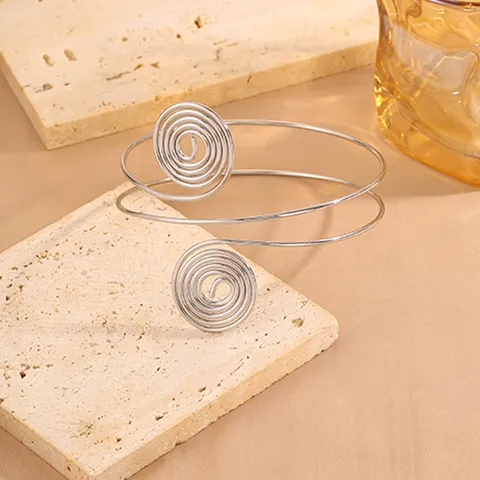 Bracciale da Braccio Minimalista in Acciaio Inossidabile a Spirale Aperta Fascia per Braccio Superiore Bracciale Swirl Gioielli Geometrici Personalizzati per Uomo Donna
