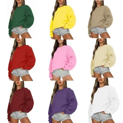 Sudadera Casual de Manga Larga con Cuello Redondo para Hombres Forrado de Forro Polar Jersey Color Sólido Corte Holgado Tops Térmicos de Invierno