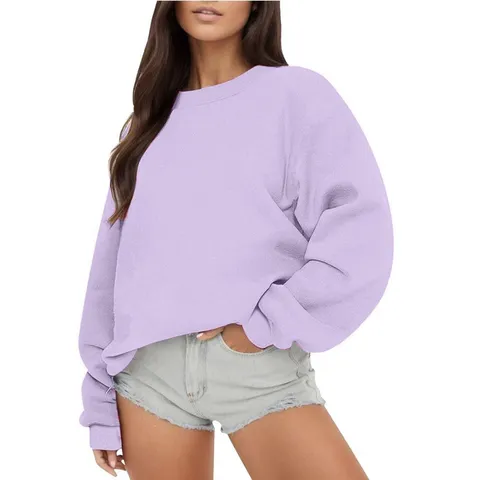 Sudadera Casual de Manga Larga con Cuello Redondo para Hombres Forrado de Forro Polar Jersey Color Sólido Corte Holgado Tops Térmicos de Invierno